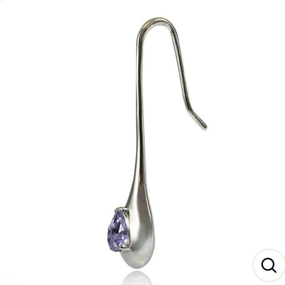 Sterling Silver Amethyst Teardrop Drop Earrings New - Picture 2 of 5